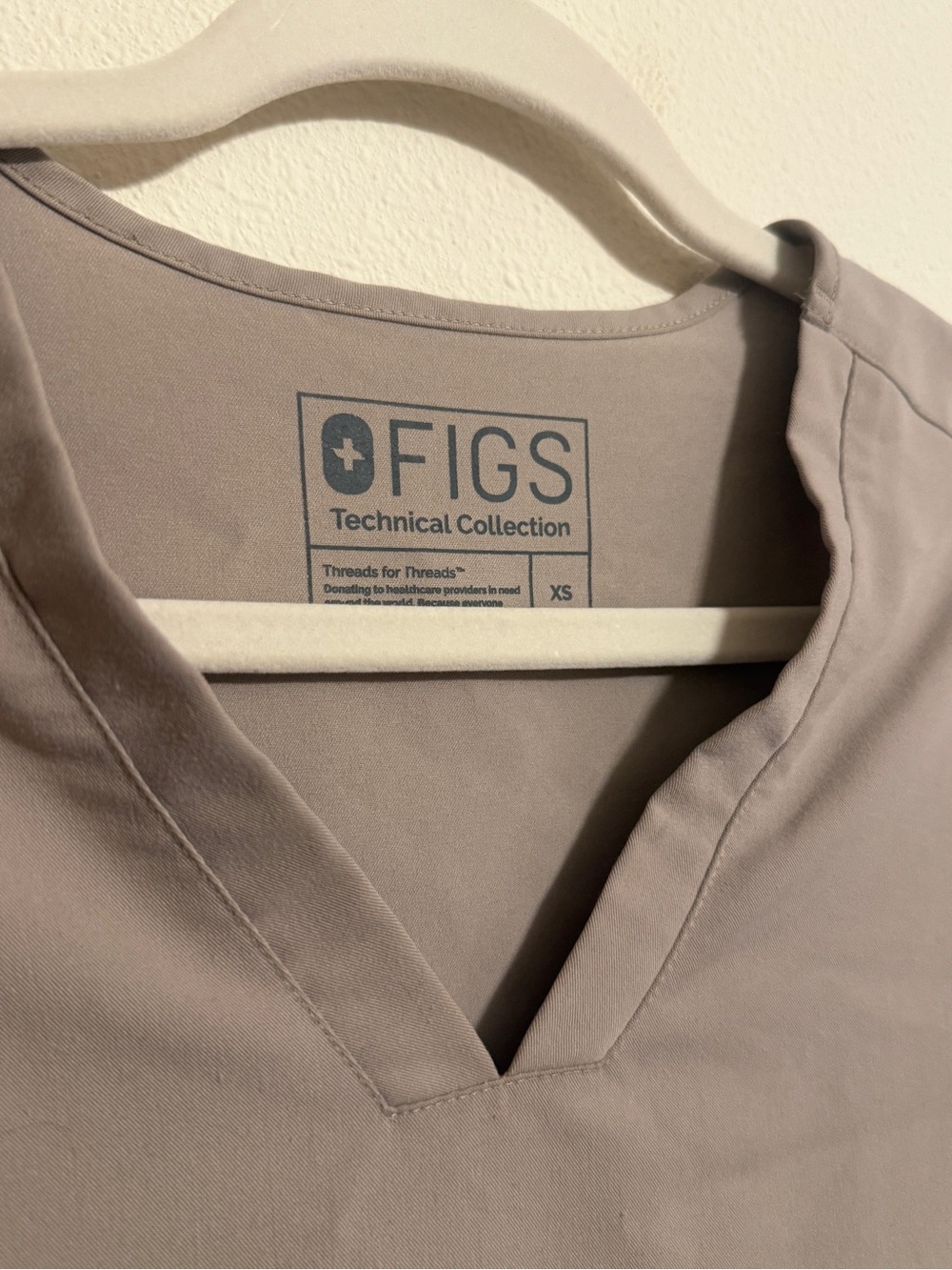 Figs Short Sleeve V-Neck Scrub Top in Taupe - Picture 3 of 4